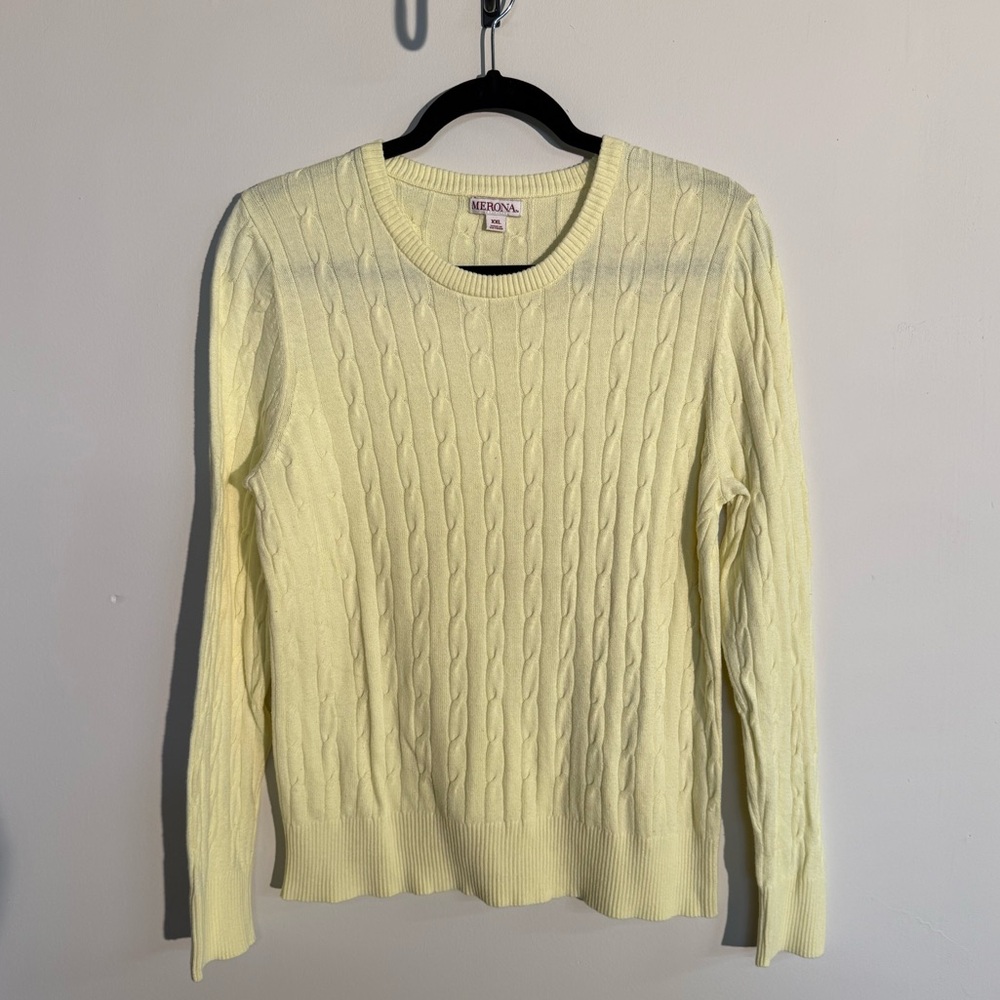 Merona Yellow Cable Knit Crewneck Sweater - Size XXL
